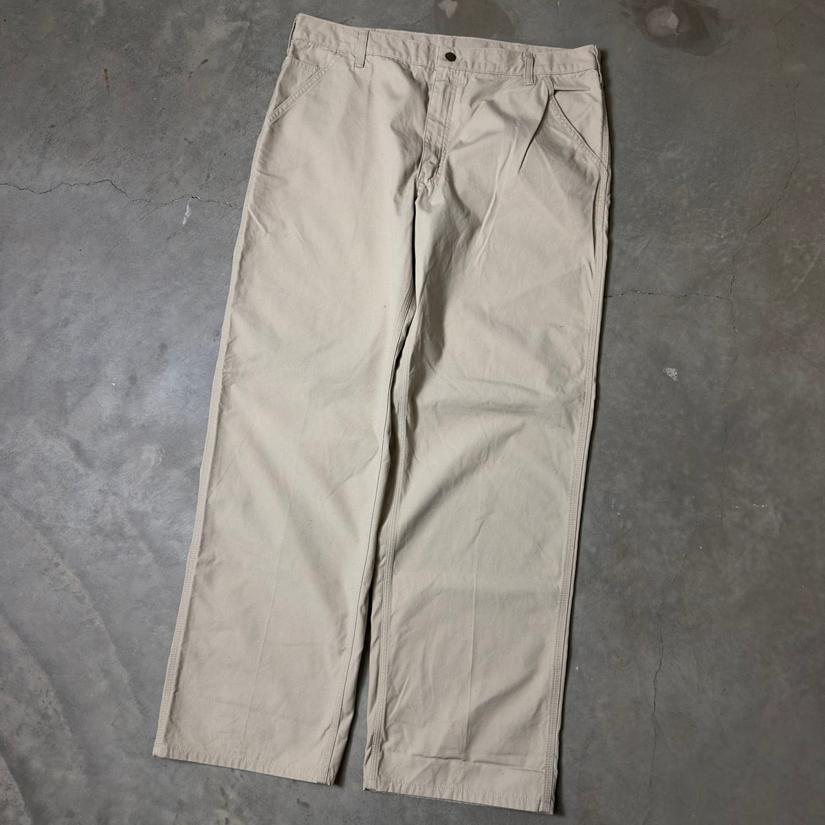Carhartt Dungaree Fit Pants Mens 38x34 Stone Khaki Workwear