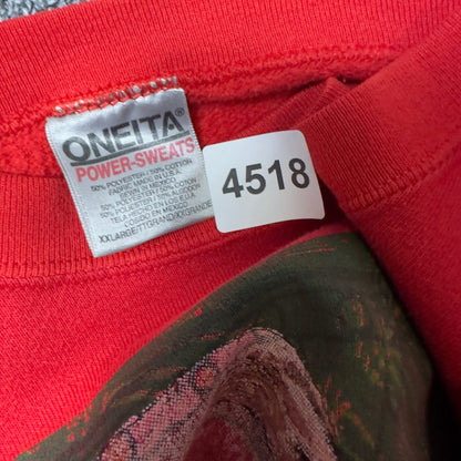 Oneita Cockatoo Parrot Print Crewneck Sweatshirt XXL Red