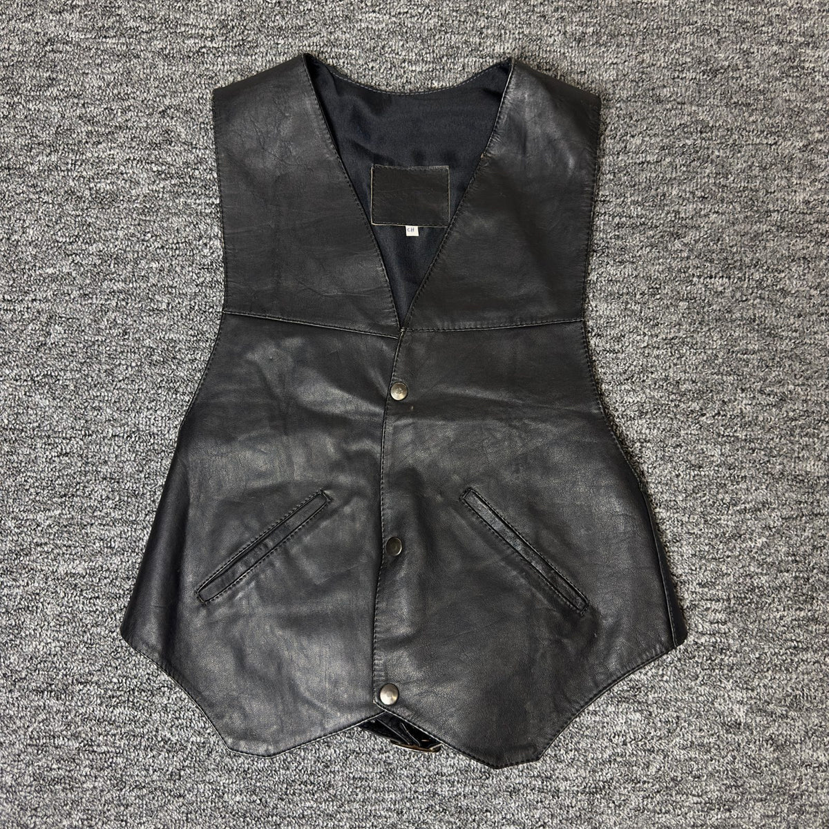 Hard Rock Cafe Cancun Leather Vest Size CH Black Biker