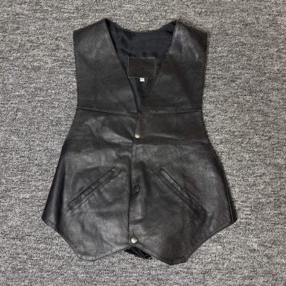 Hard Rock Cafe Cancun Leather Vest Size CH Black Biker
