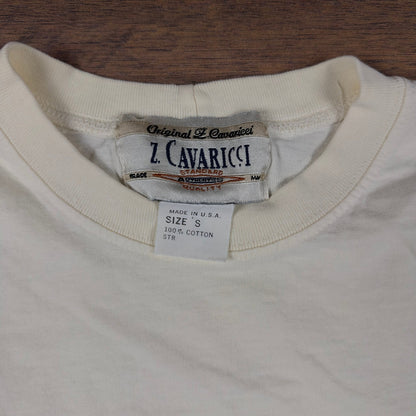 Vintage Z Cavaricci Cream Embroidered T-Shirt Mens S 90s USA