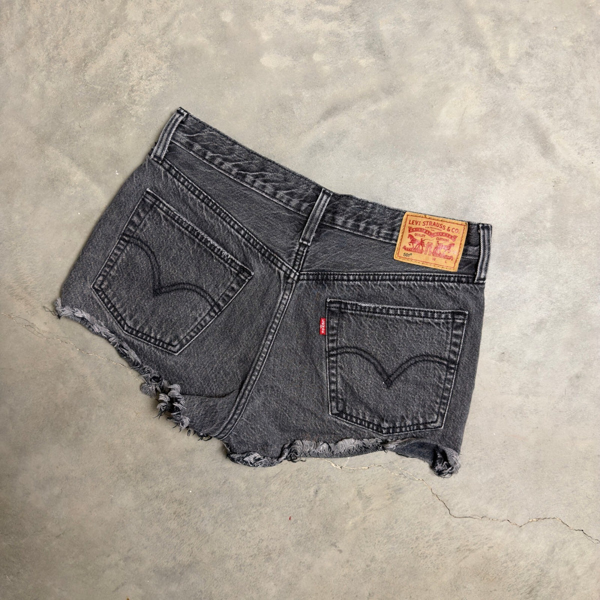 Levi's 501 Denim Cut Off Shorts Womens 28 Black Faded