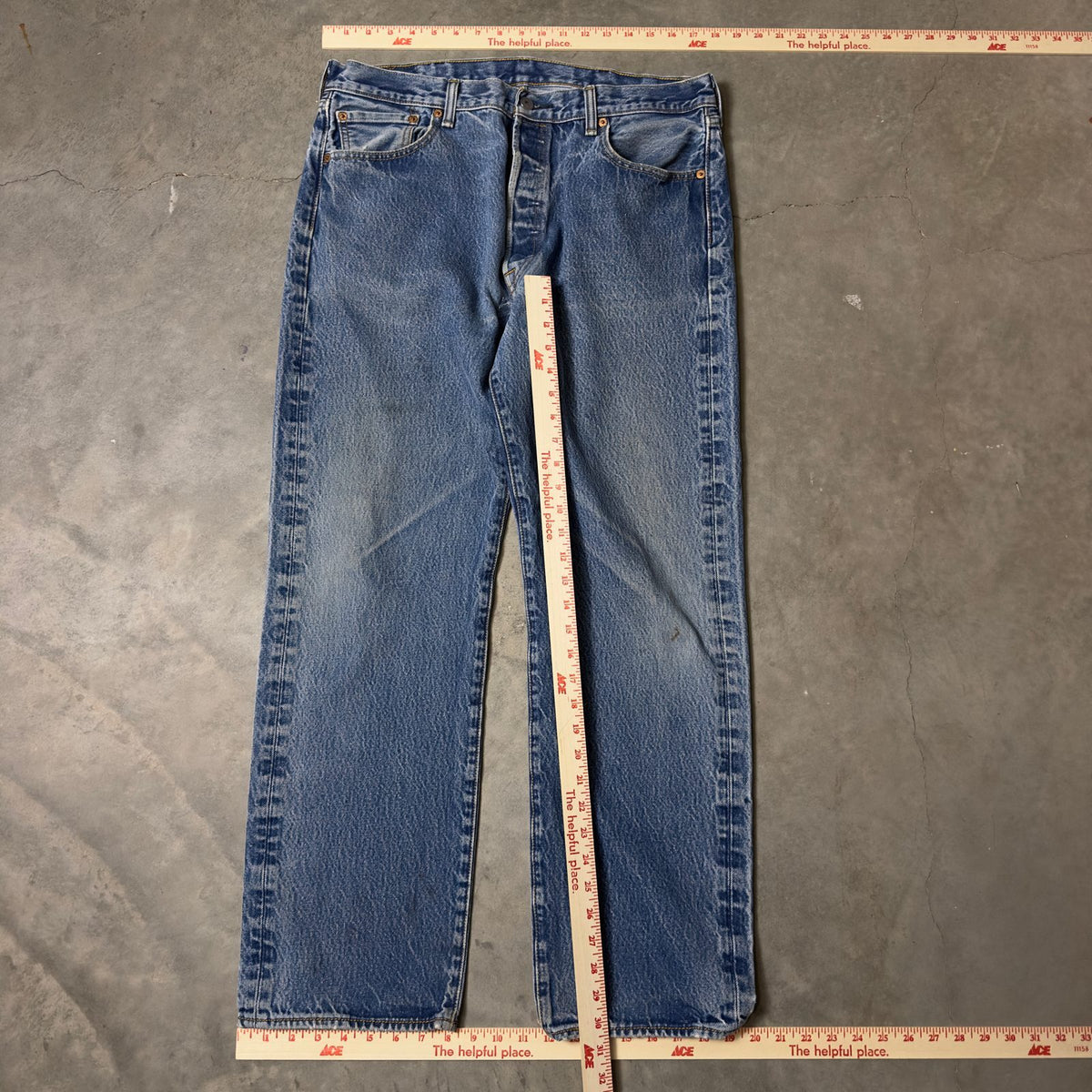 Levi's 501 Button Fly Jeans Mens 38x34 Medium Wash Faded