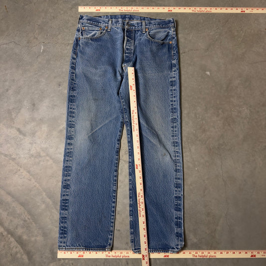 Levi's 501 Button Fly Jeans Mens 38x34 Medium Wash Faded