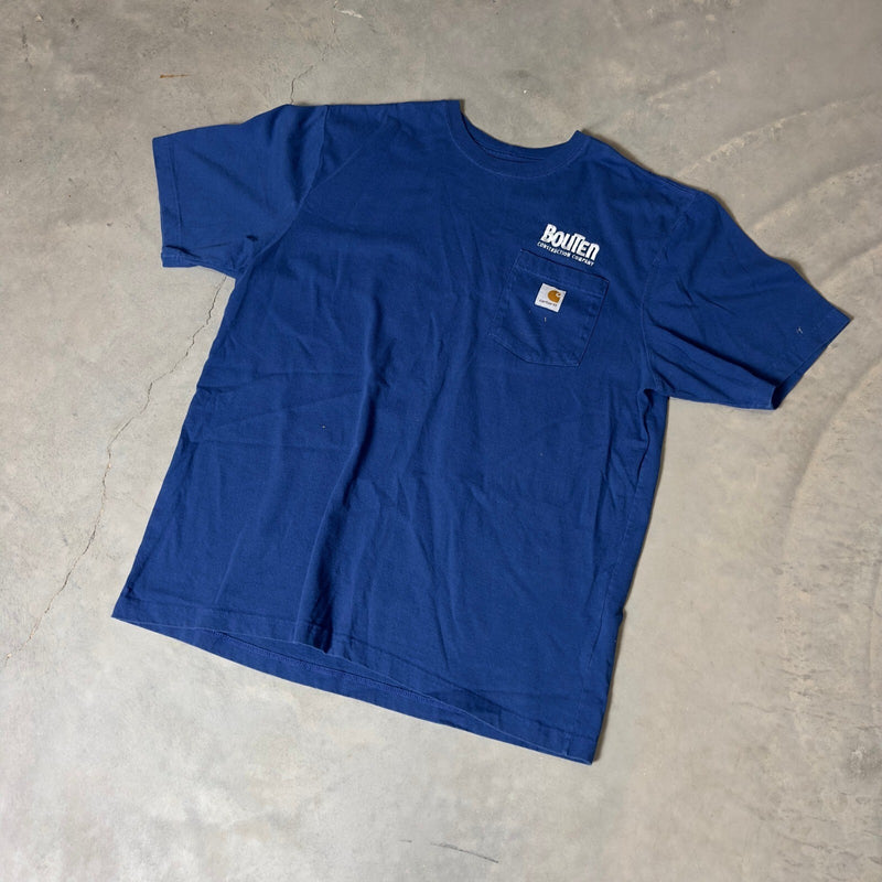 Carhartt Pocket T-Shirt Mens Large Blue Bouten Construction