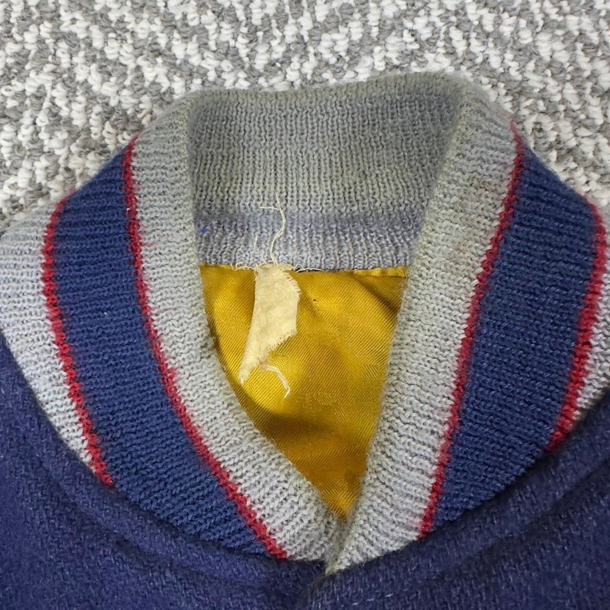 Vintage Unbranded Varsity Letterman Jacket Mens M Navy Blue Grey Leather 70s 76
