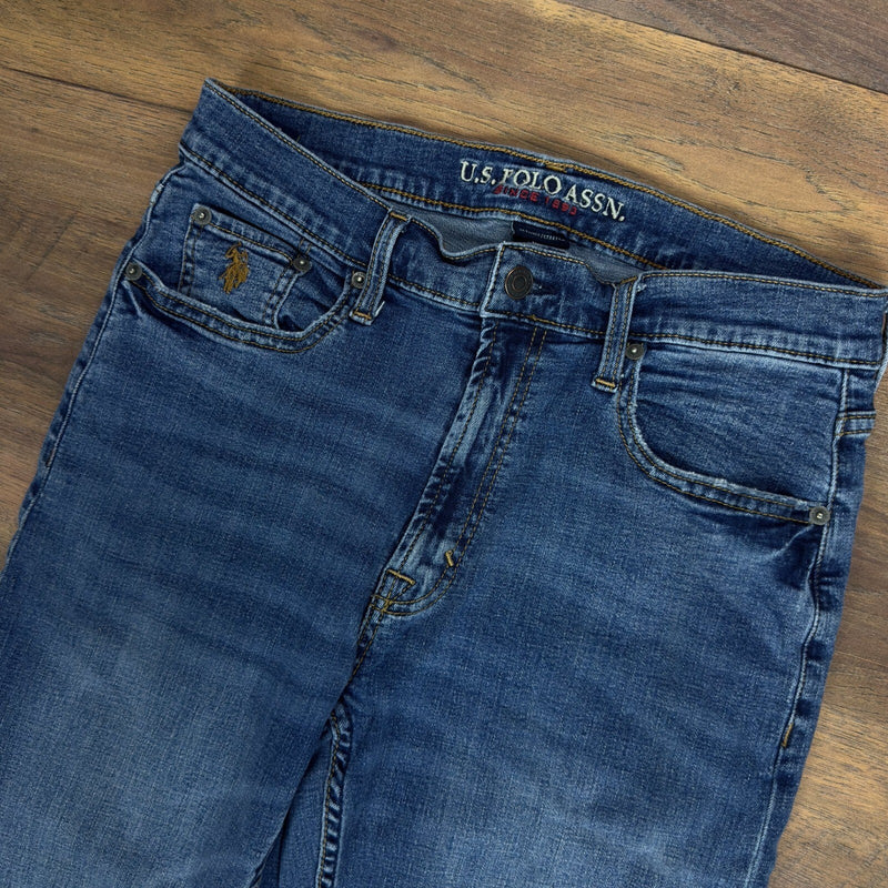 US Polo Assn Mens Straight Leg Jeans Blue Medium Wash 31x30