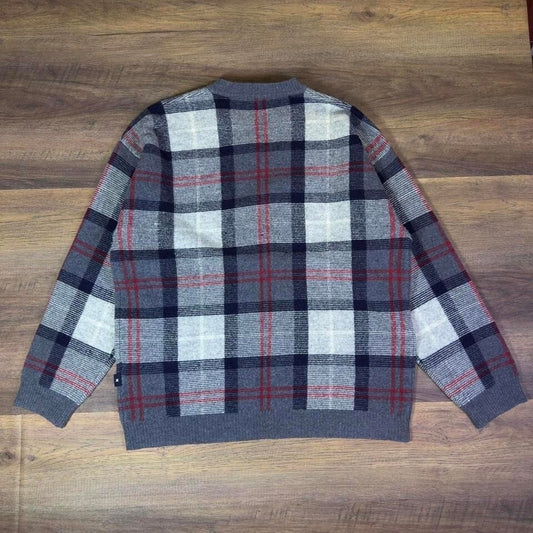 Nautica Plaid V-Neck Wool Sweater Men's Large Knit Pullover