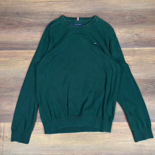 Tommy Hilfiger Mens XL Forest Green Crewneck Sweater Relaxed Fit Preppy Swag
