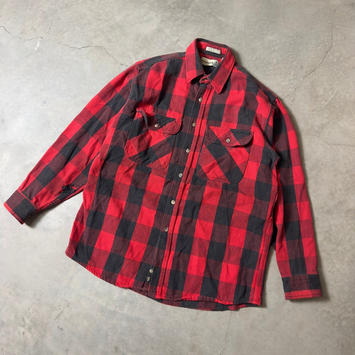 Vintage Fieldmaster Flannel Shirt Mens L Tall Red Buffalo