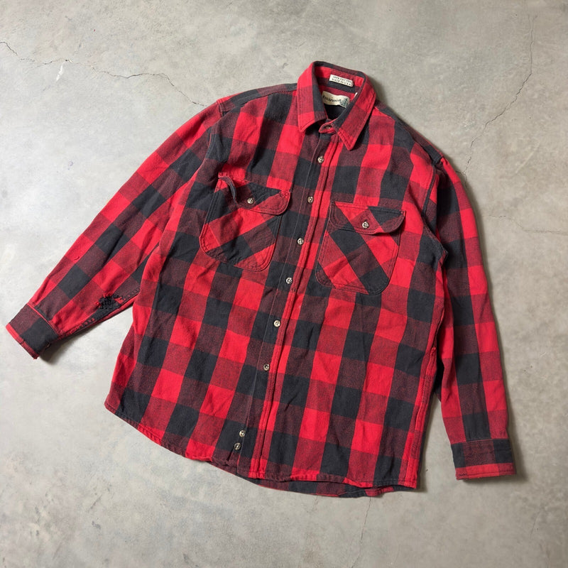 Vintage Fieldmaster Flannel Shirt Mens L Tall Red Buffalo