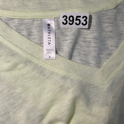 Athleta V-Neck Slub Tee Womens S Pale Yellow Short Sleeve
