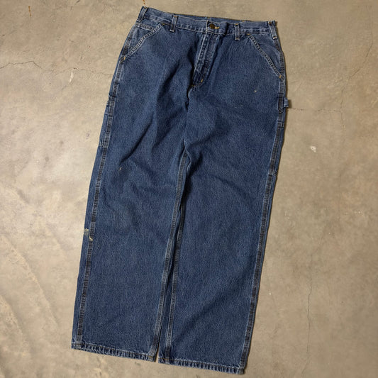 Carhartt Dungaree Carpenter Jeans Mens 36x30 Blue Workwear