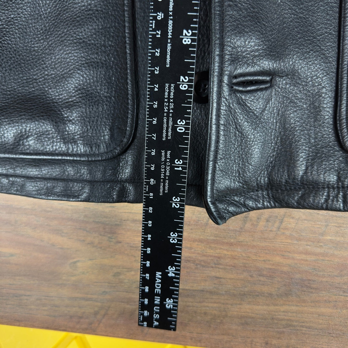 Field Gear Mens Black Leather Barn Coat Jacket Full Zip Button Front Medium