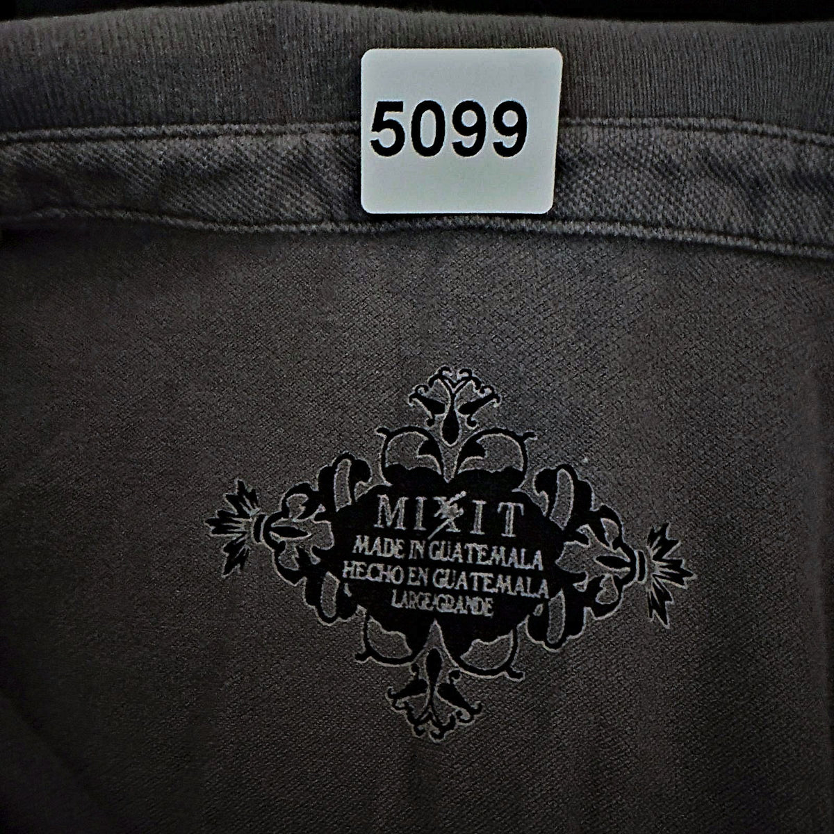 Mixit Rhinestone Graphic Polo Womens L Gray Cap Sleeve