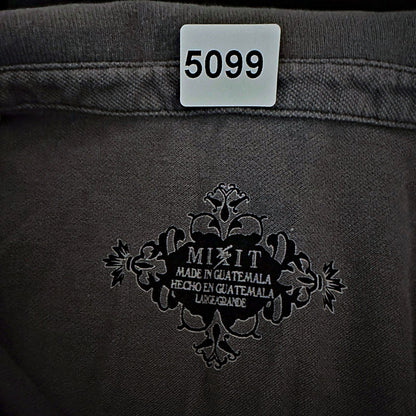 Mixit Rhinestone Graphic Polo Womens L Gray Cap Sleeve