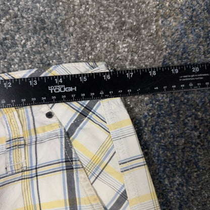 Vintage Nautica Jeans Plaid Shorts Mens 32 White Yellow