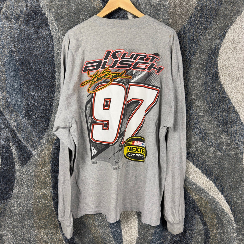 Y2K NASCAR Kurt Busch 97 Long Sleeve Shirt Mens XXL Gray
