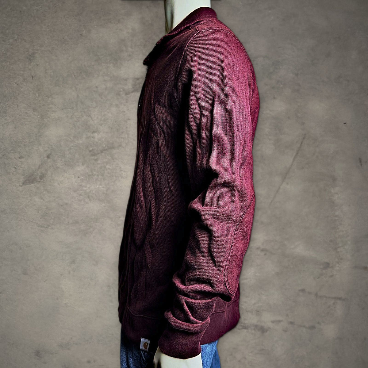 Carhartt Quarter Zip Sweatshirt Mens L Burgundy Workwear