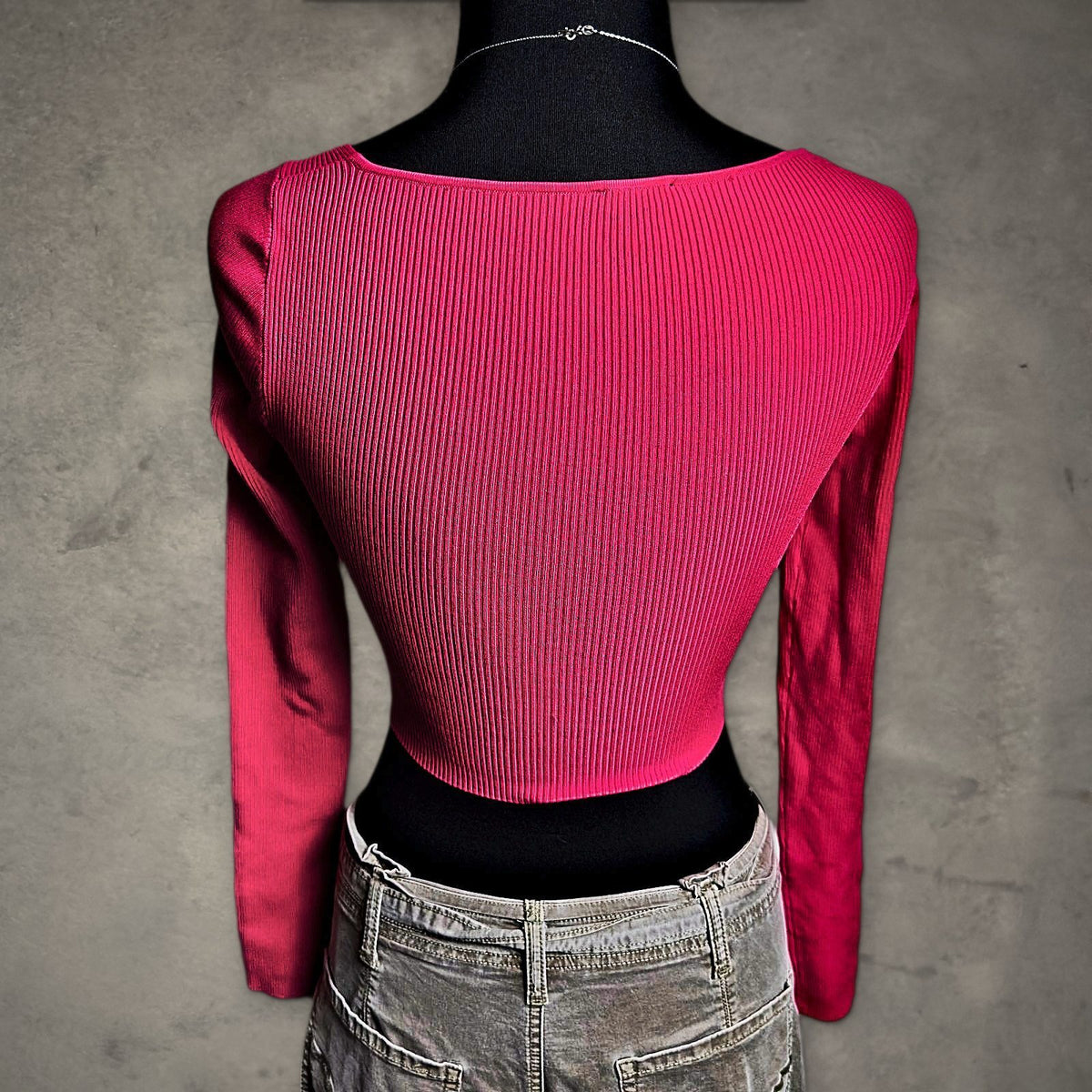 Express Body Contour Ribbed Wrap Crop Top Womens S Hot Pink