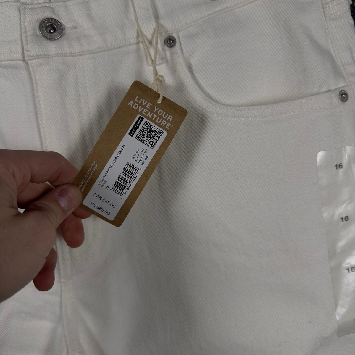 NEW Eddie Bauer Voyager High Rise Crop Jeans Womens 16 White