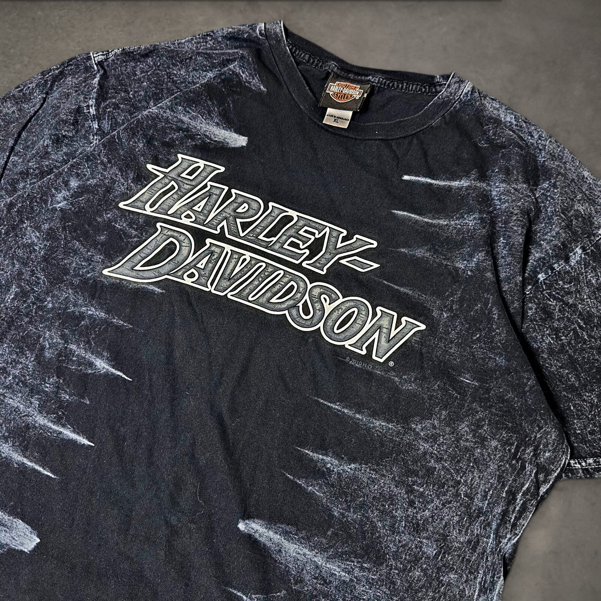 Harley Davidson Superstition Tee Mens XL Black Acid Wash