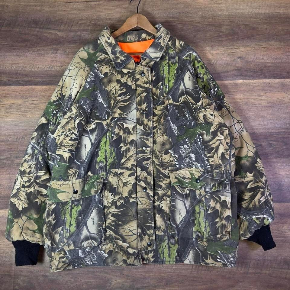 Vintage Reversible Camo Hunting Jacket Men's XL Blaze Orange