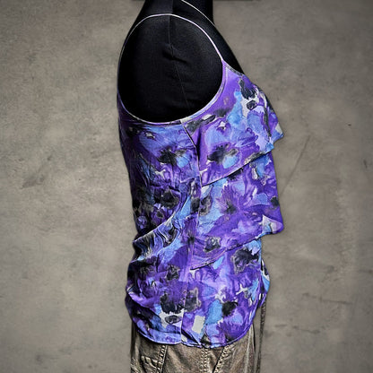New York & Company Ruffle Cami Womens XS Purple Floral