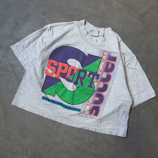 Vintage Trends Sport & Soccer Colorblock Graphic Crop Tee OS