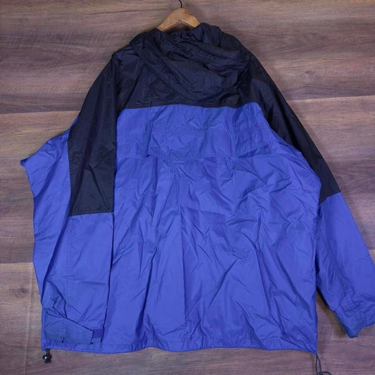 Columbia Vintage Hooded Windbreaker Jacket Mens XXL Blue Black