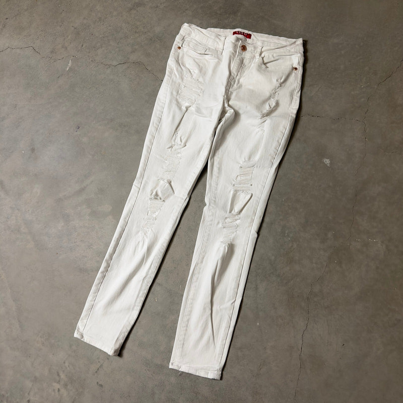 GUESS Distressed Skinny Jeans Womens 27 White Ripped