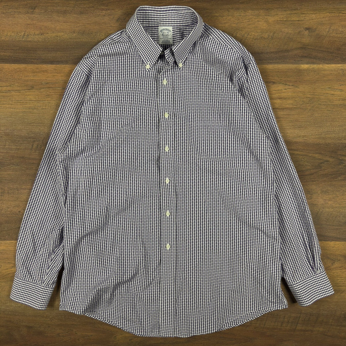 Brooks Brothers Regent Dress Shirt 16.5 34 Purple Gingham