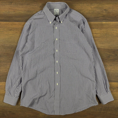 Brooks Brothers Regent Dress Shirt 16.5 34 Purple Gingham