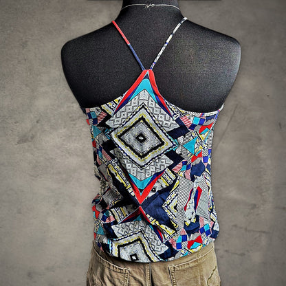 Renee C Geometric Print Cami Top Womens XS Multicolor Boho