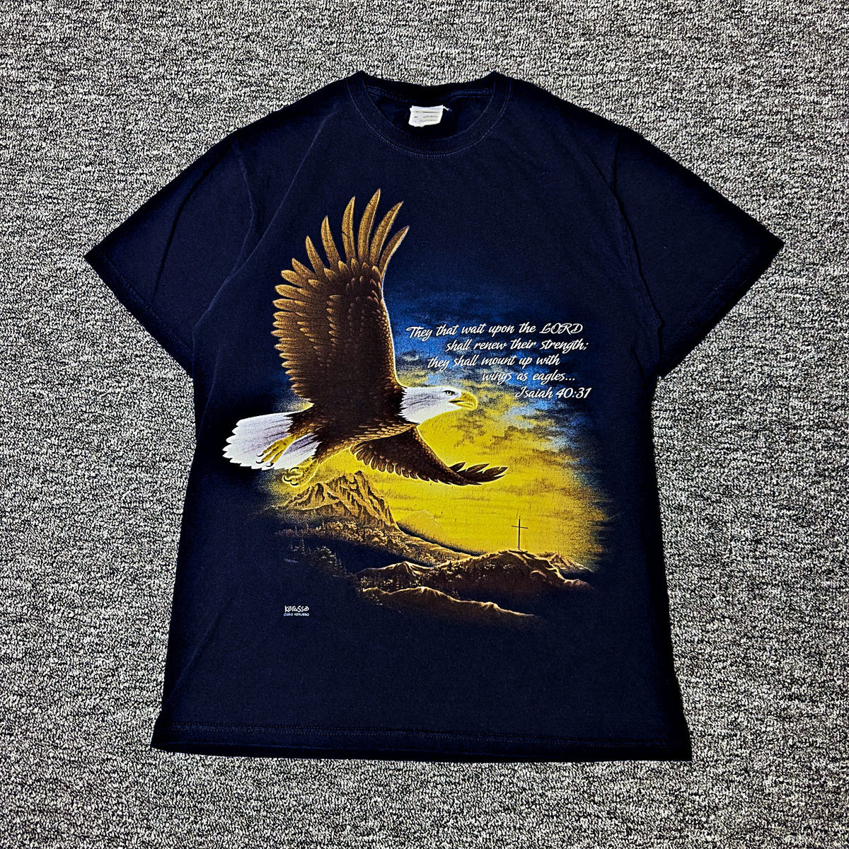 Fruit of the Loom Eagle Isaiah 40:31 Tee Mens M Navy