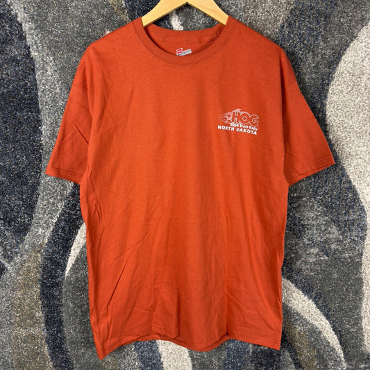 Vintage 2006 HOG North Dakota State Rally Tee Mens L Orange
