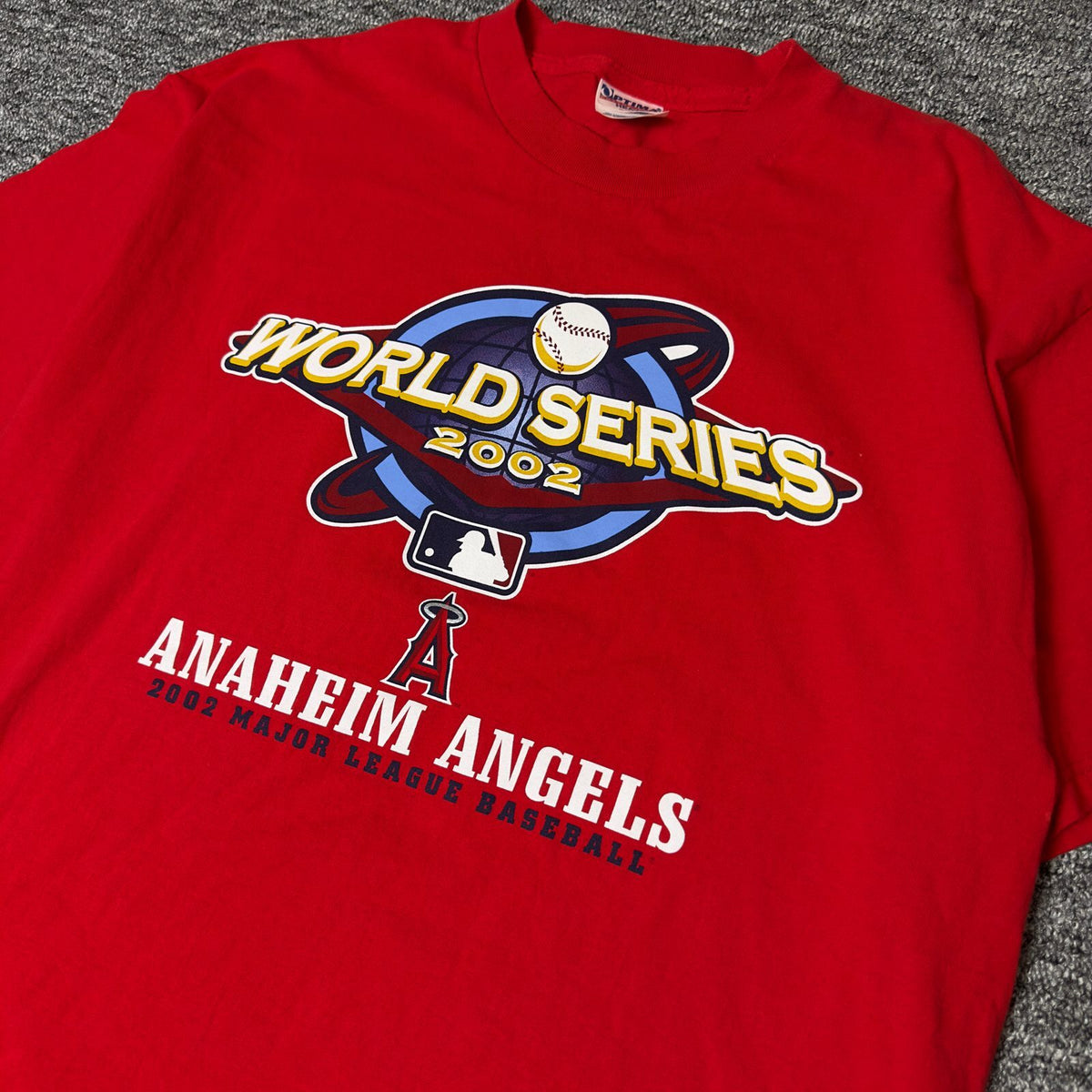 Vintage 2002 Anaheim Angels World Series MLB Tee XL Red