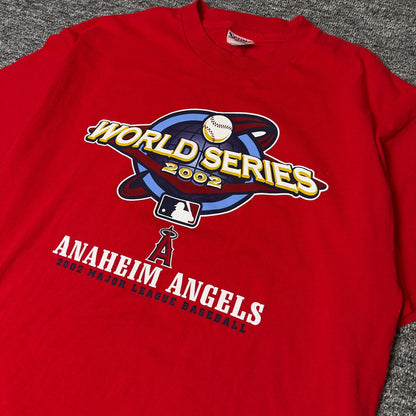 Vintage 2002 Anaheim Angels World Series MLB Tee XL Red
