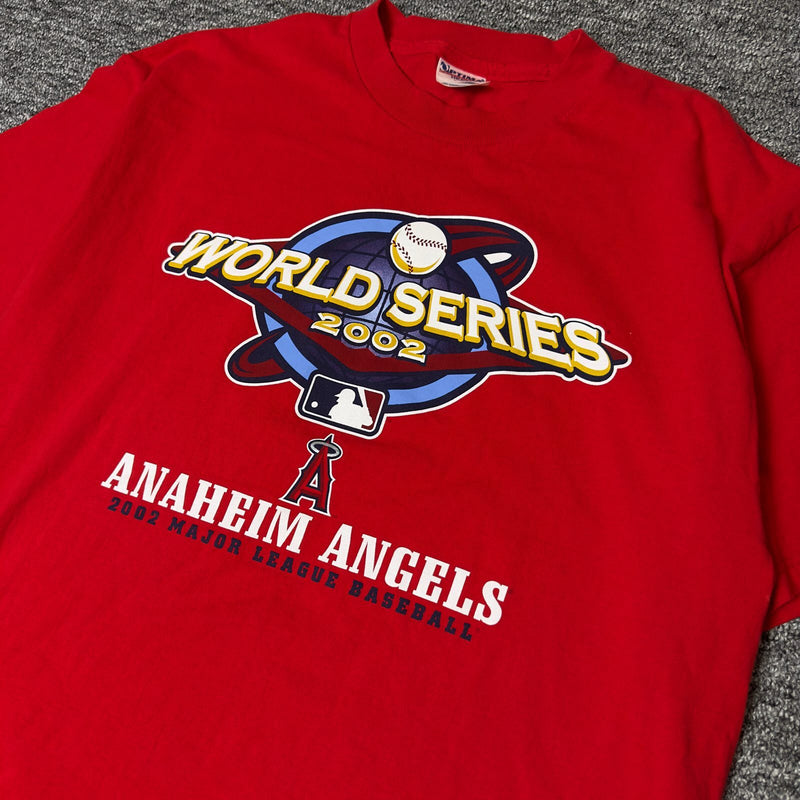 Vintage 2002 Anaheim Angels World Series MLB Tee XL Red