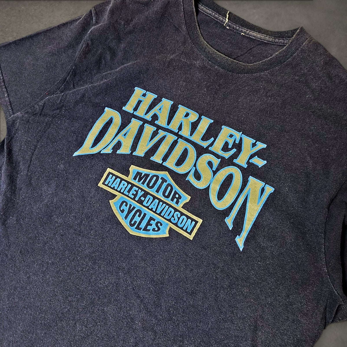 Harley Davidson Bar and Shield Tee Mens Navy Blue Biker