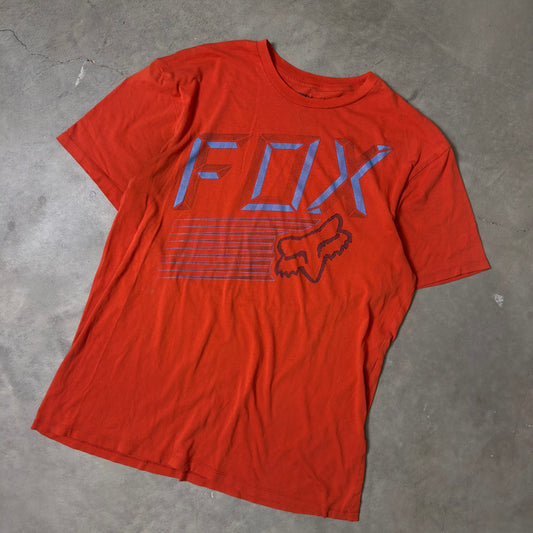Y2K Fox Racing Graphic T-Shirt Mens L Orange Streetwear