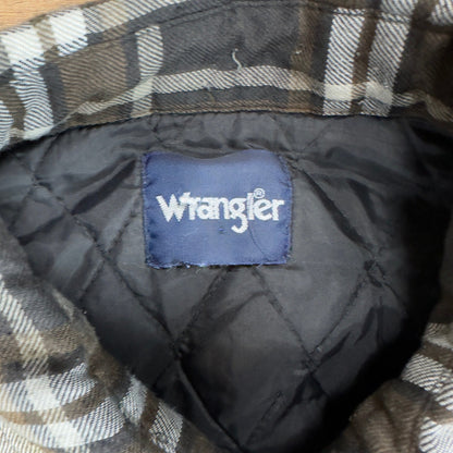 Wrangler Mens Plaid Quilted Lined Flannel Shirt Jacket Brown Black Western XL