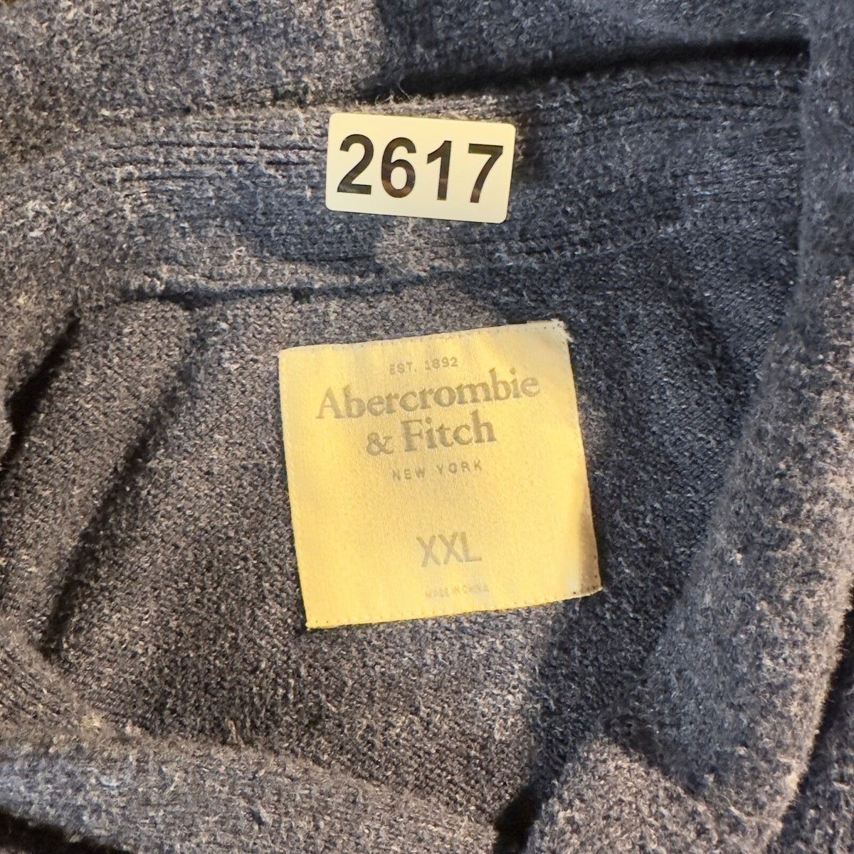 Abercrombie & Fitch Shawl Collar Sweater Mens XXL Navy Blue