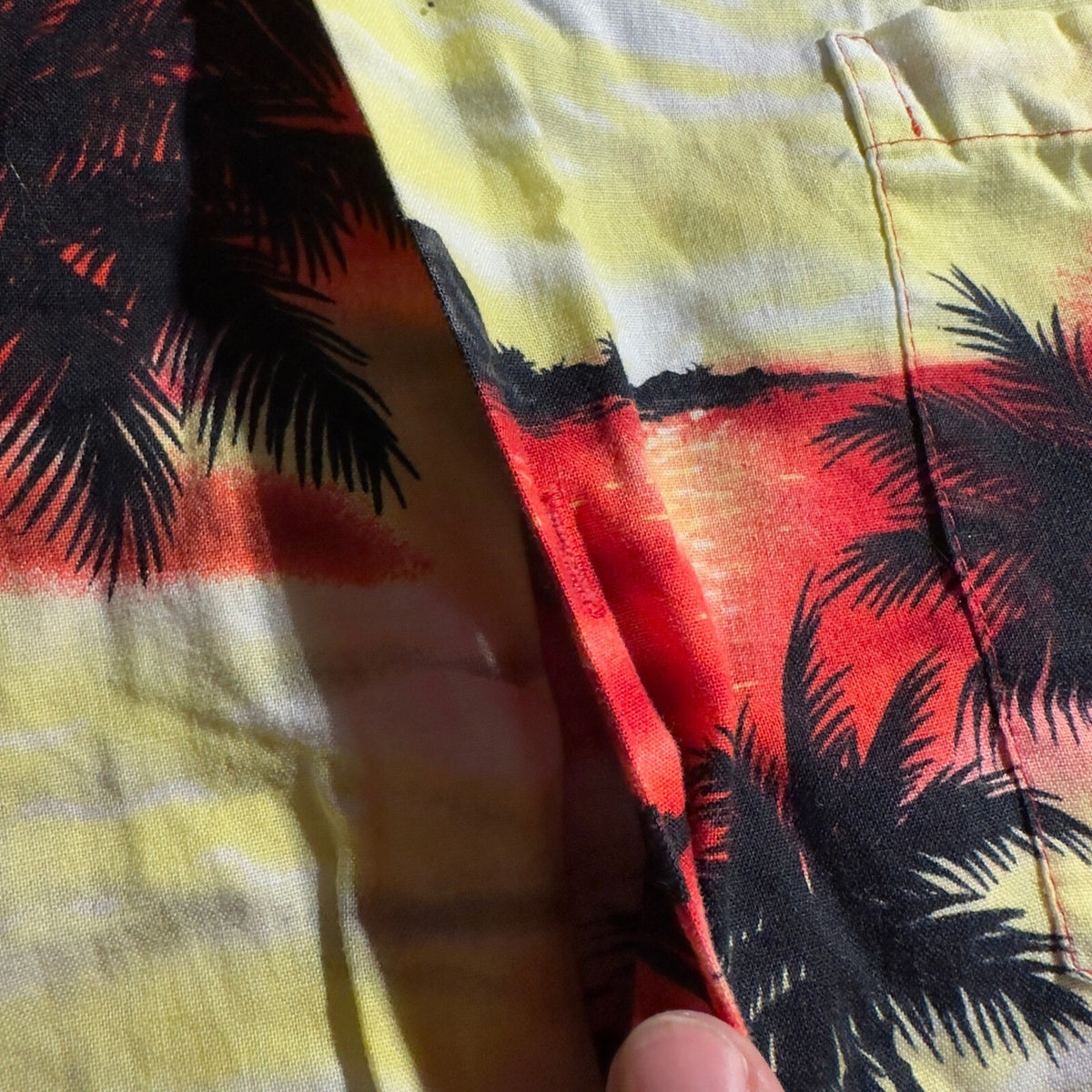 Vintage KY'S Hawaiian Shirt Mens XL Red Sunset Palm Tree