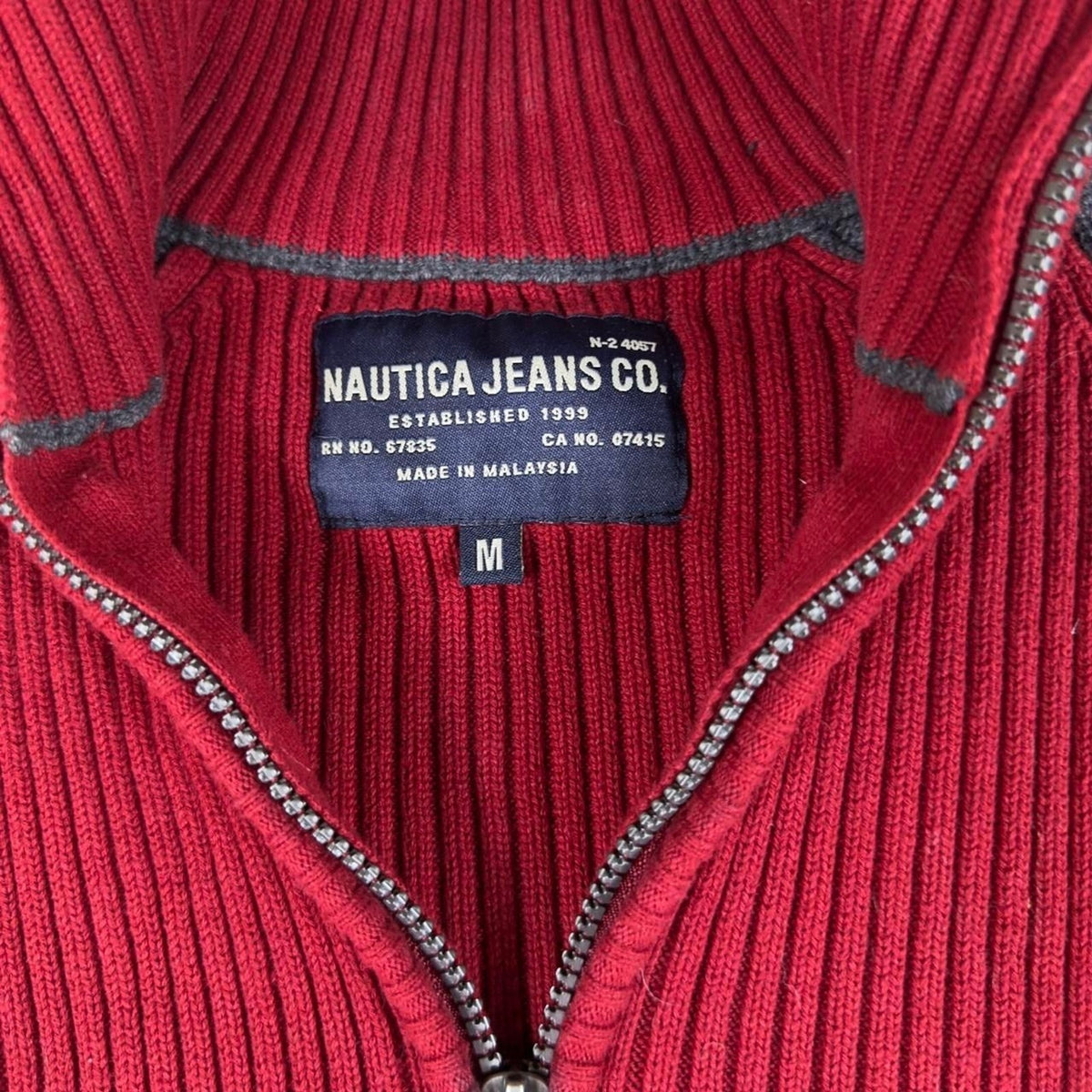 Vintage Nautica Jeans Co Quarter Zip Sweater Men M RIbbed