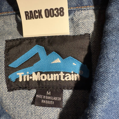 Tri-Mountain Denim Trucker Jacket Mens Medium Blue Cenex Workwear Gorpcore