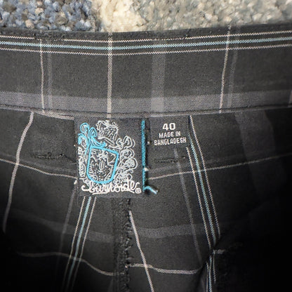 Burnside Plaid Shorts Mens 40 Black Grey Baggy Skater