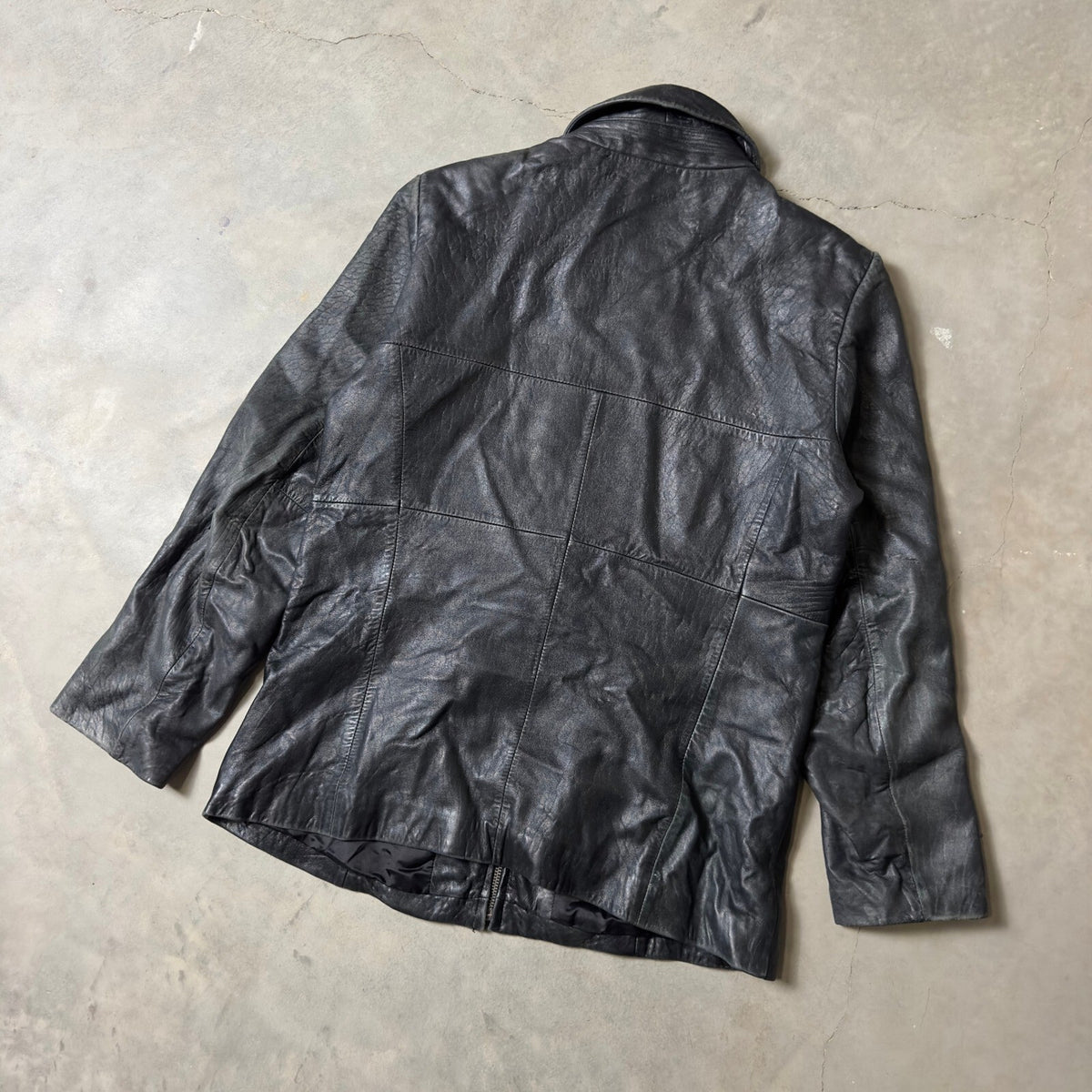 Vintage Merona Leather Zip Up Jacket Womens Medium Black Grunge Y2K Streetwear