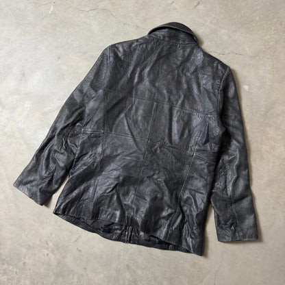 Vintage Merona Leather Zip Up Jacket Womens Medium Black Grunge Y2K Streetwear