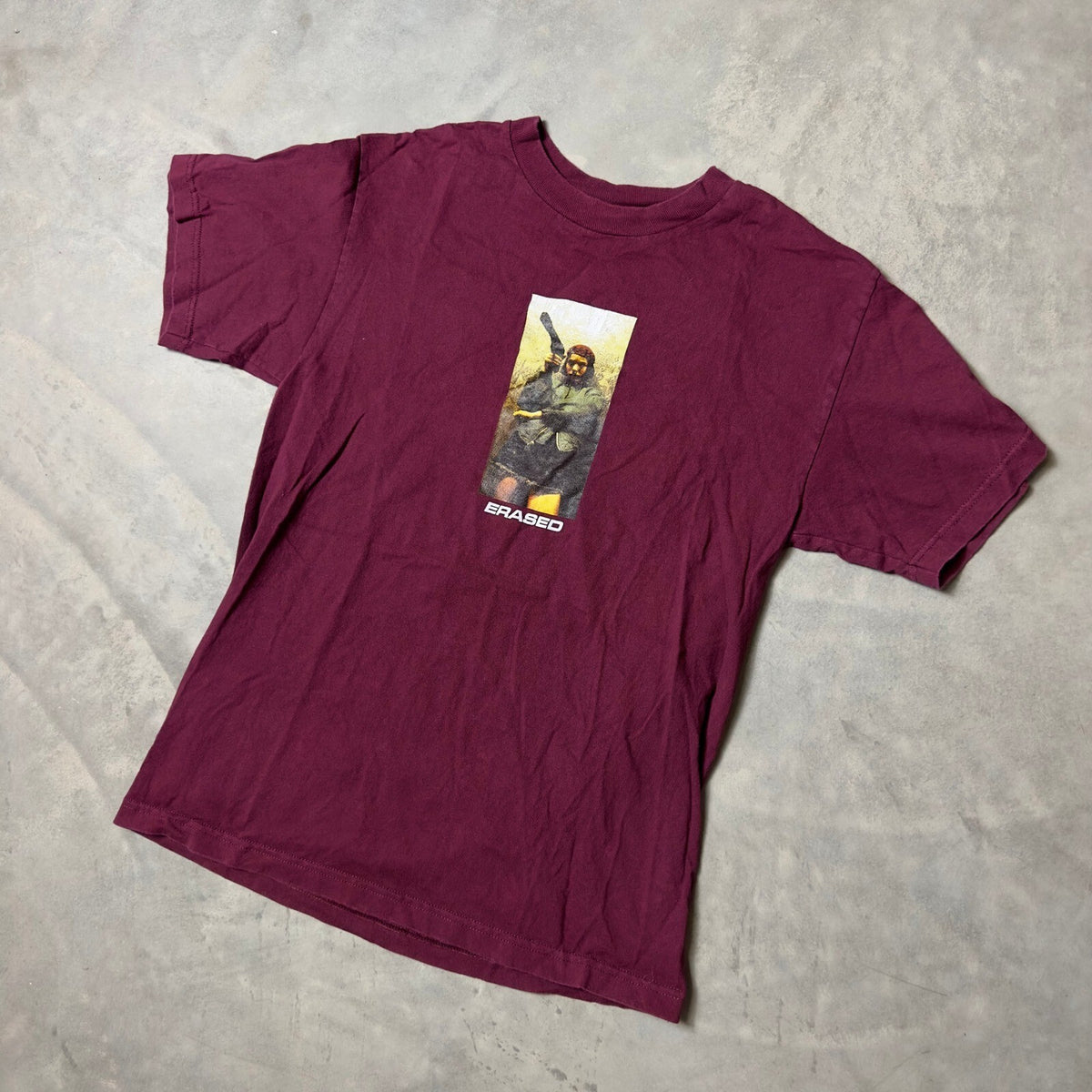 Erased Project Graphic T-Shirt Mens Medium Maroon Skate Tee